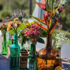 Assorted Colored Bottles Vases