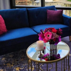 Navy Blue Velvet Sofa