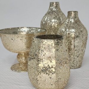 Cracked Gold Floral Vases