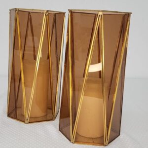 Amber Glass Candle Holders