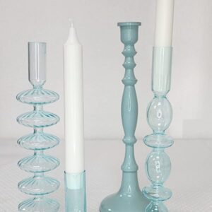 Vintage Blue Glass Candlesticks