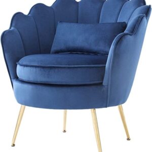 Blue Velvet Scalloped Armchair