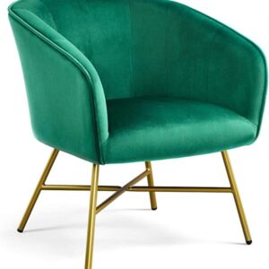 Green Velvet Armchair With Golden Legs