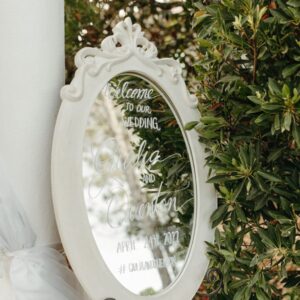 Decorative White Oval Mirror