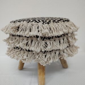 Round Fringe Boho Ottoman