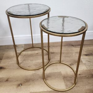 Hammered Glass Side Tables Set