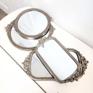 Elegant Vintage Ornate Mirrors for Table Decorations – Silver