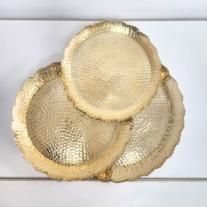 Gold Hammered Metal Decorative Serving Trays