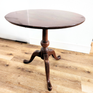 Vintage Round Mahogany Accent Table with Pedestal Base