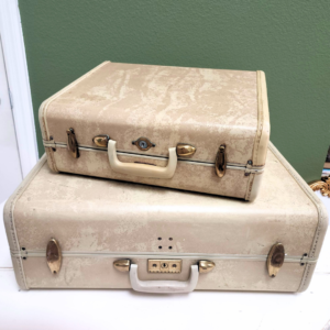 Vintage Beige Travel Suitcase - two