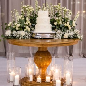 Rustic Round Wooden Pedestal Dining Table