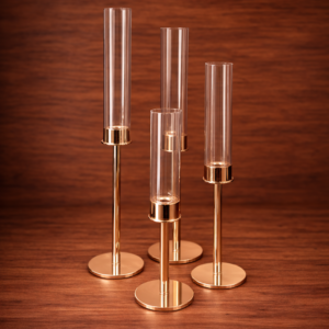 Elegant Gold and Glass Candlesticks