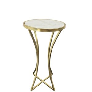 Ellara Hexagonal Gold Marble Side Table