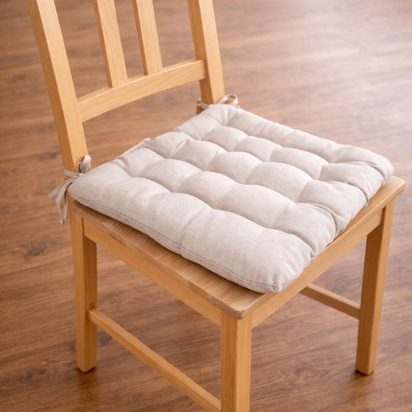 Beige tufted cushion