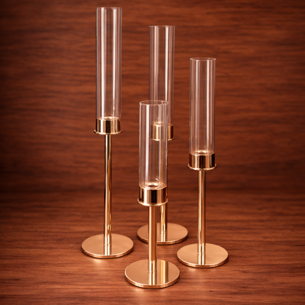 ELEGANT GOLD AND GLASS CANDLESTICKS
