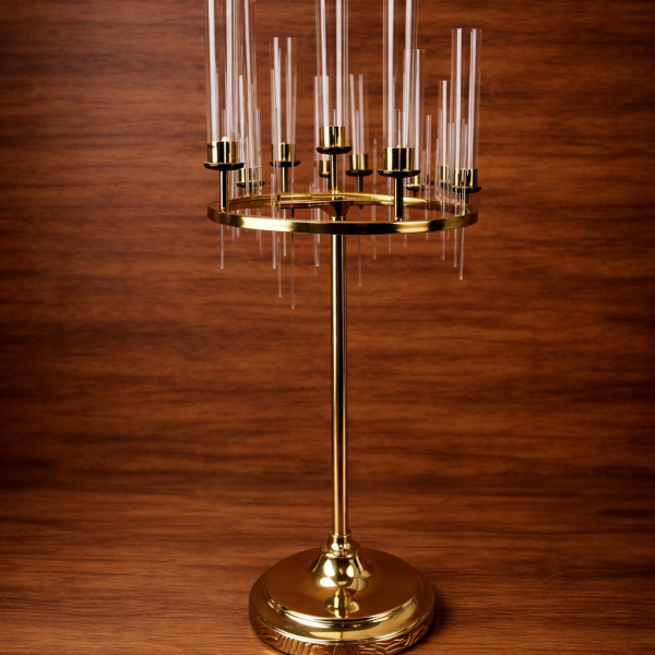 GOLD CRYSTAL CANDELABRA CENTERPIECE